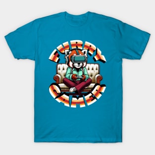 Red Panda VR Adventurer - Retro Gaming Bliss T-Shirt